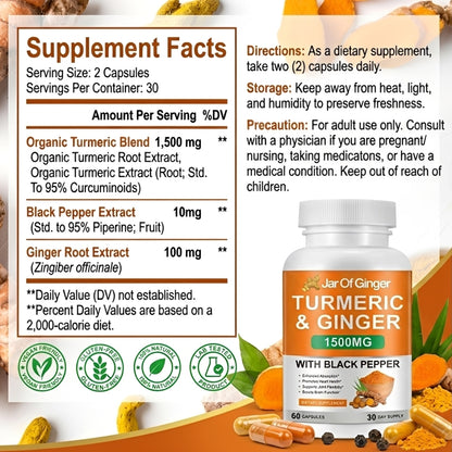 Turmeric Curcumin & Ginger Capsules (1,500mg)